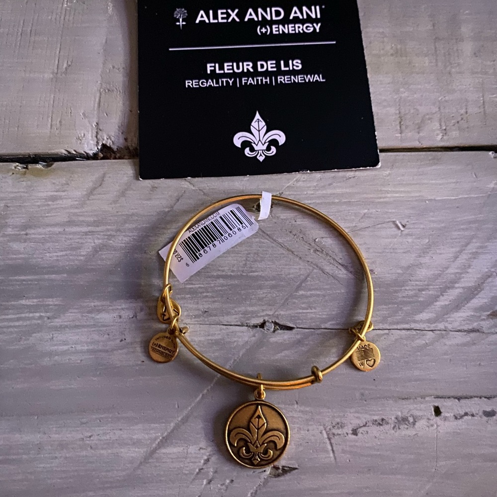 NWT ALEX AND ANI Fleur De Lis Bracelet-Gold-Plated